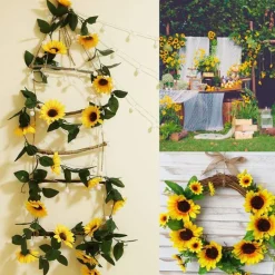 DOWNYPAWS - Vigne de tournesol artificielle, 10 fleurs de tournesol 2 pièces