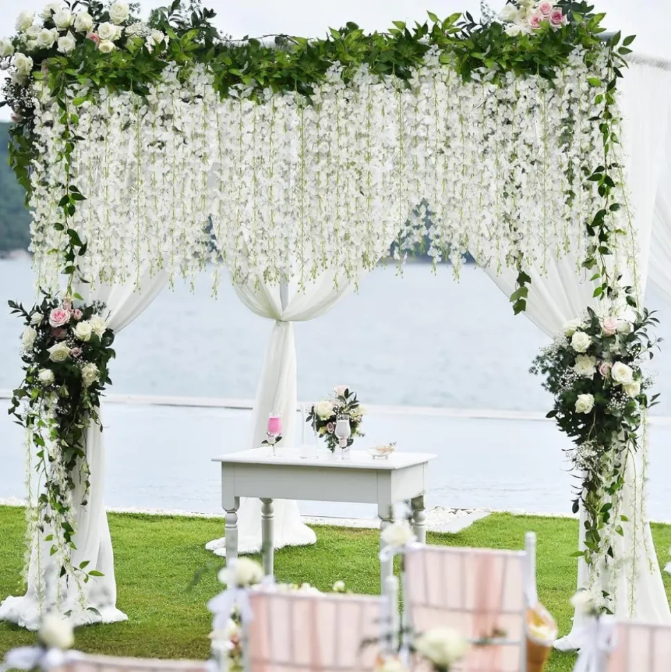 DTOPBUYAGE - Bande de wisteria artificielle pour décoration de mariage blanc 2 pièces dtopbuyage