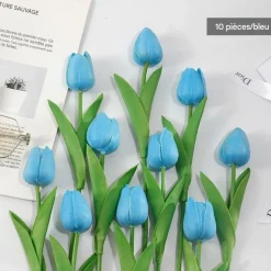DTOPBUYAGE - Bouquet de 10 tulipes artificielles bleu dtopbuyage