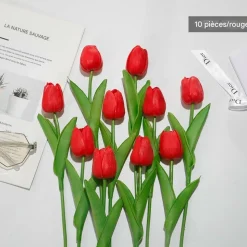 DTOPBUYAGE - Bouquet de 10 tulipes artificielles rouge dtopbuyage