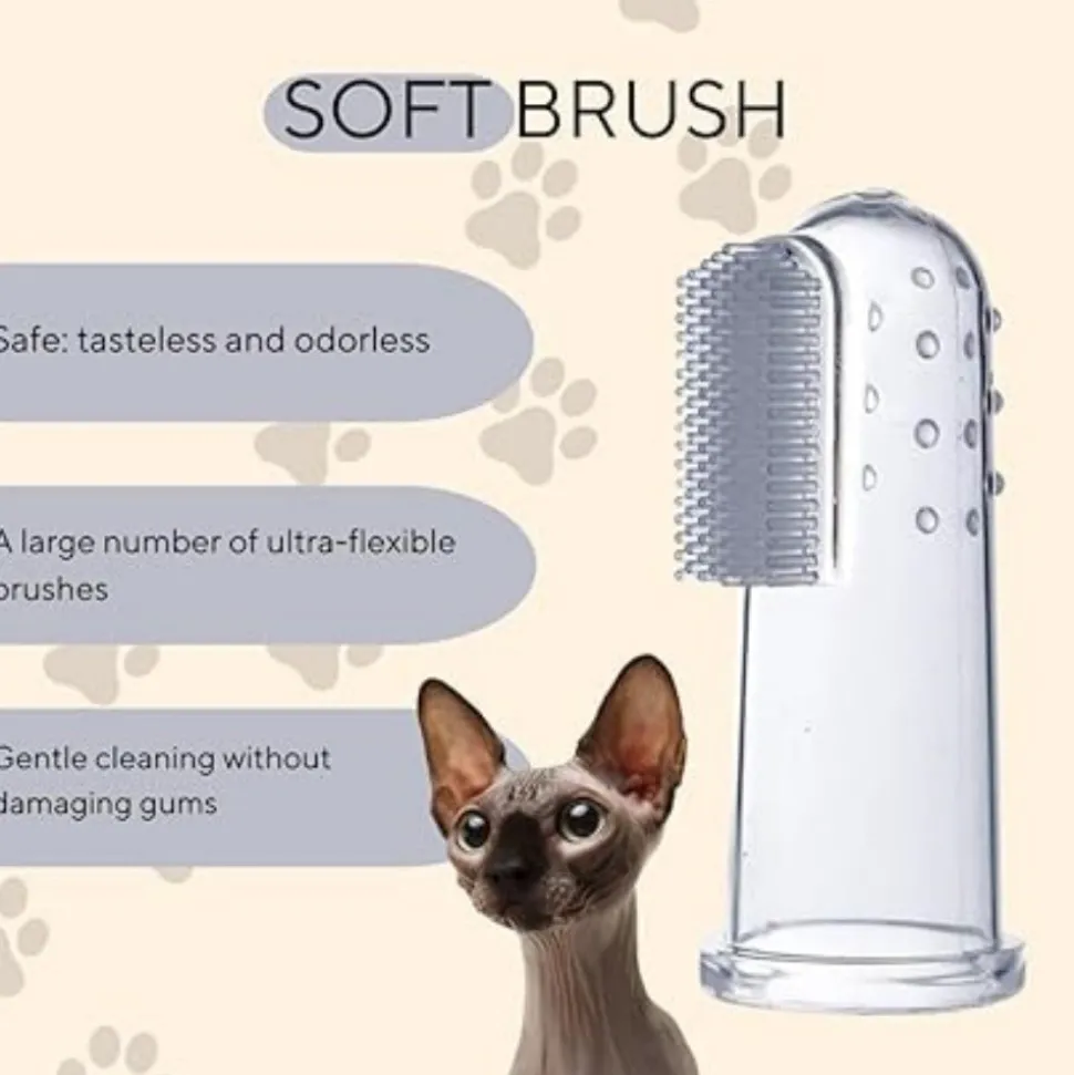 DTOPBUYAGE - Brosse à dents silicone pour animal de compagnie transparente