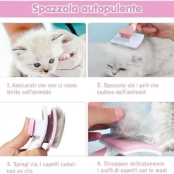 DTOPBUYAGE - Brosse autonettoyante pour chiens et chats longs et courts poils