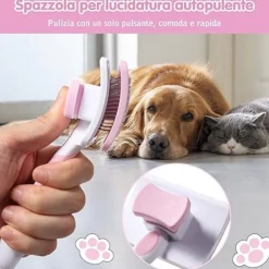 DTOPBUYAGE - Brosse autonettoyante pour chiens et chats longs et courts poils