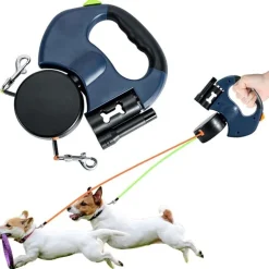 DTOPBUYAGE - Corde rétractable pour chien avec lampe et support sac dtopbuyage