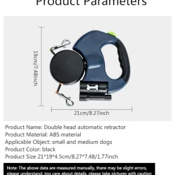 DTOPBUYAGE - Corde rétractable pour chien avec lampe et support sac dtopbuyage