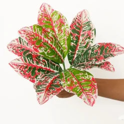 DTOPBUYAGE - Décoration de mur de plantes artificielles - feuille à 9 têtes saupoudrée d'or - dtopbuyage