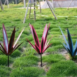 DTOPBUYAGE - Décoration en fer de plante d'agave pour jardin rouge dtopbuyage