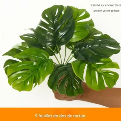 DTOPBUYAGE - Décoration pour mur de plantes artificielles - feuille de tortue à 9 têtes - dtopbuyage