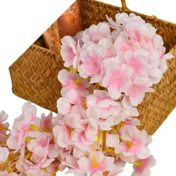 DTOPBUYAGE - Dtopbuyage - vigne de fleurs de cerisier artificielles roses - 2 pièces