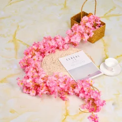 DTOPBUYAGE - Dtopbuyage - vigne de fleurs de cerisier artificielles roses - 2 pièces