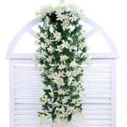 DTOPBUYAGE - Fleurs artificielles - tiges, paniers mural et fleurs pour décoration blanc - dtopbuyage