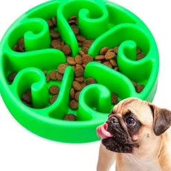 DTOPBUYAGE - Gamelle anti glouton vert plateau interactif pour animaux compagnie