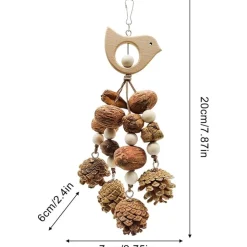 DTOPBUYAGE - Jouets mâcher oiseaux bois pomme pin