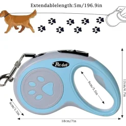 DTOPBUYAGE - Laisse rétractable 5 m pour chiens petit moyen taille bleu