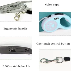 DTOPBUYAGE - Laisse rétractable 5 m pour chiens petit moyen taille bleu