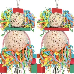 DTOPBUYAGE - Lot 2 jouets oiseaux boule naturelle