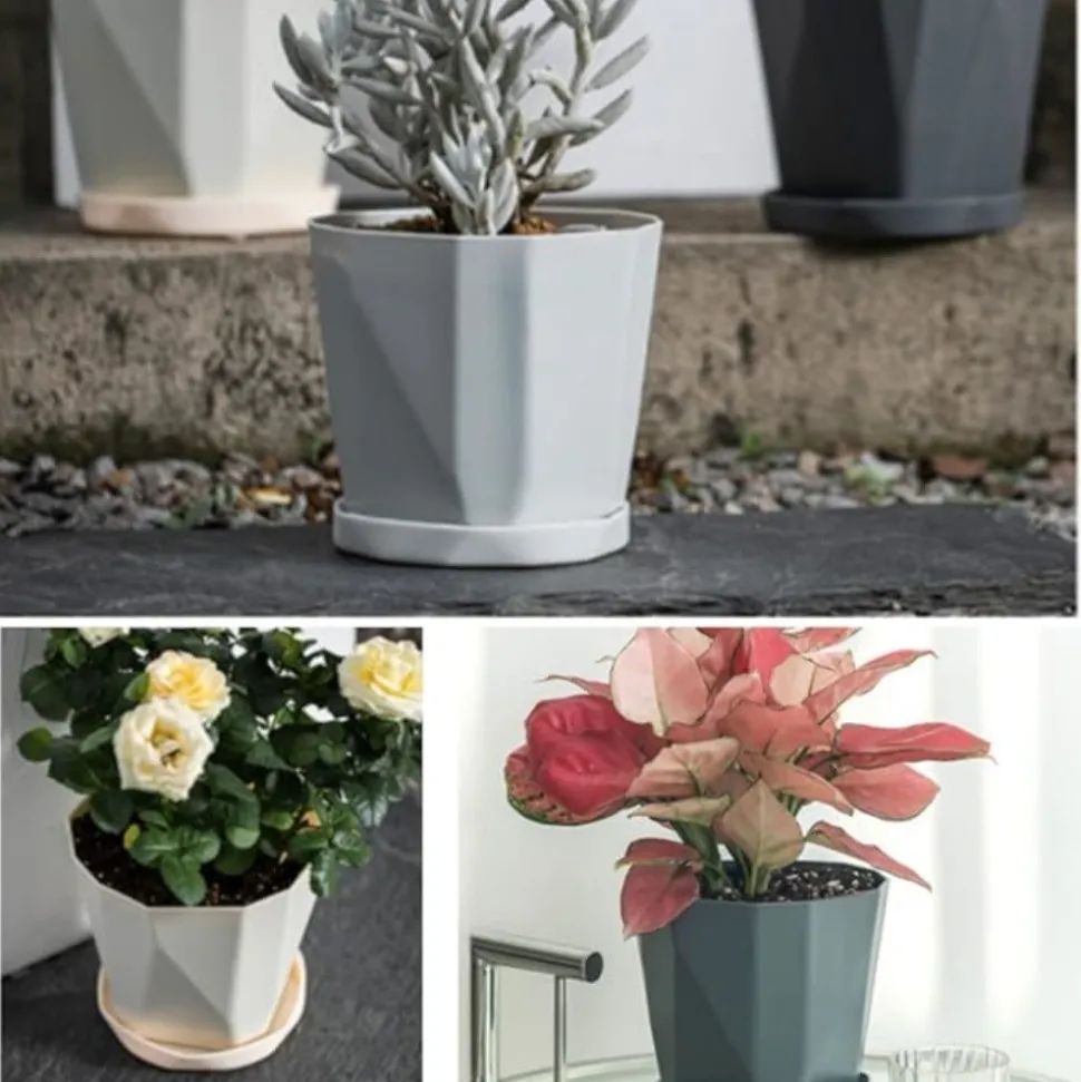 DTOPBUYAGE - Lot 3 pots fleurs plastique 13cm