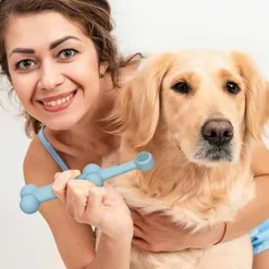 DTOPBUYAGE - Lot de 2 brosses à dents silicone poisson os vert pour chiens et chats