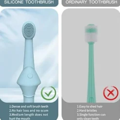 DTOPBUYAGE - Lot de 2 brosses à dents silicone poisson os vert pour chiens et chats