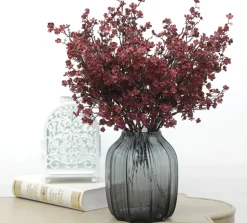 DTOPBUYAGE - Lot de 10 fleurs d'automne artificielles de gypsophila pour diverses décorations bordeaux dtopbuyage