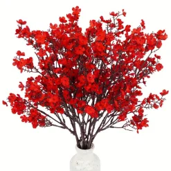 DTOPBUYAGE - Lot de 10 fleurs artificielles de gypsophila rose rouge dtopbuyage