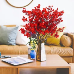 DTOPBUYAGE - Lot de 10 fleurs artificielles de gypsophila rose rouge dtopbuyage