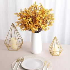 DTOPBUYAGE - Lot de 10 fleurs artificielles de gypsophila noir jaune or dtopbuyage