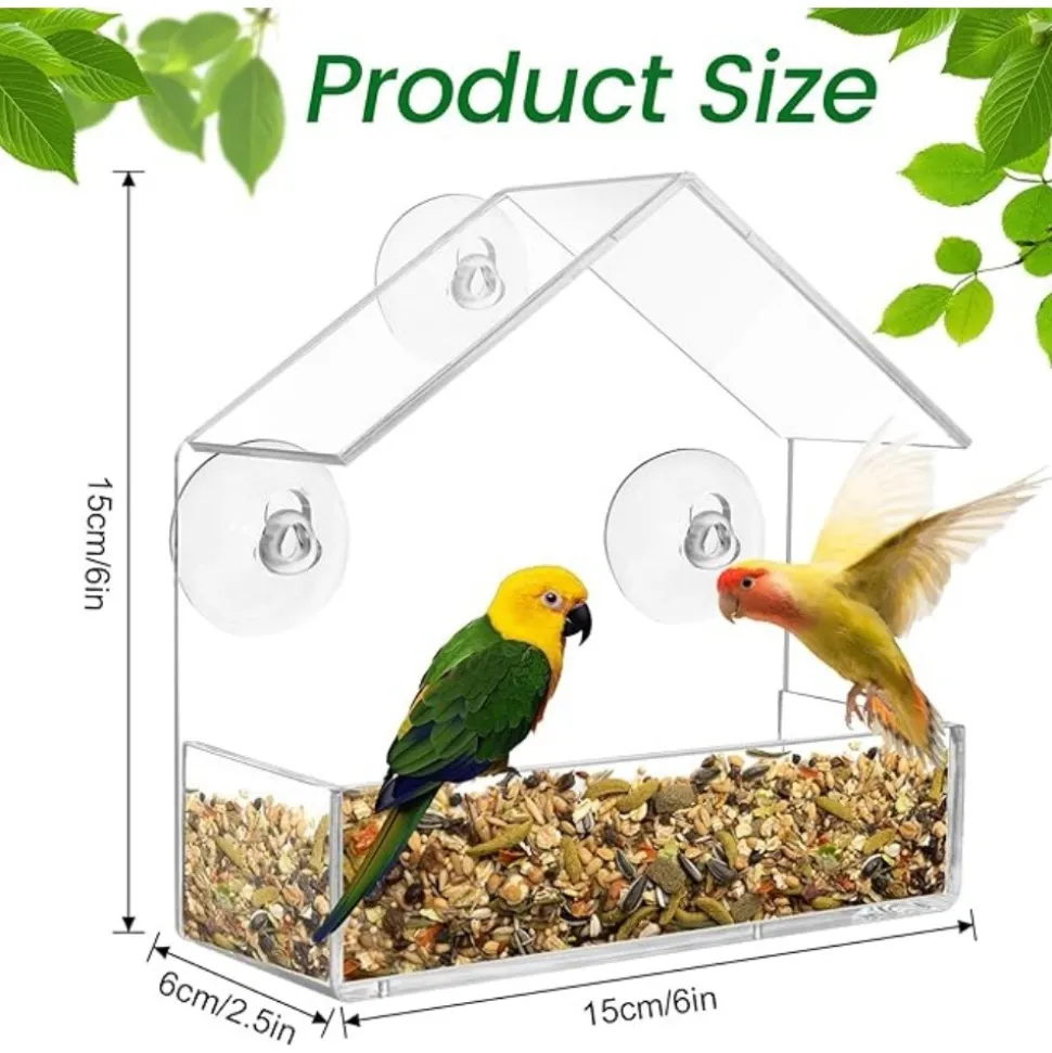 DTOPBUYAGE - Mangeoire oiseaux extérieur transparente