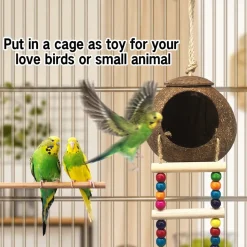 DTOPBUYAGE - Nid et jouet pour oiseaux et hamsters avec échelle