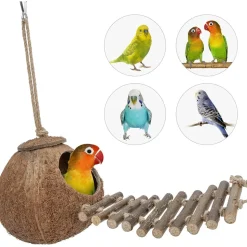 DTOPBUYAGE - Nid et jouet pour oiseaux et hamsters avec échelle