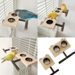 DTOPBUYAGE - Perchoir mangeoire bois pour oiseaux