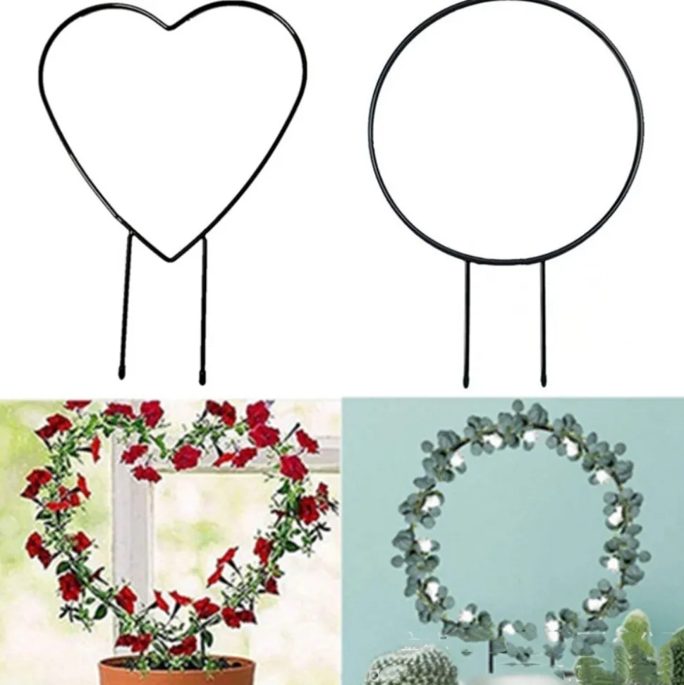 DTOPBUYAGE - Supports de treillis en fer en forme de cœur pour plantes grimpantes dtopbuyage