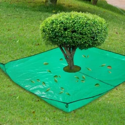 DTOPBUYAGE - Tapis pour collecter les feuilles tombées en jardinage 200 x 200 cm, ouverture 60 cm combinée dtopbuyage