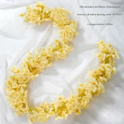 DTOPBUYAGE - Vigne de fleurs de cerisier artificielles pour décor intérieur et masquer les tuyaux champagne dtopbuyage