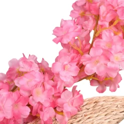 Dtopbuyage - vigne de fleurs de cerisier artificielles rouges - 2 pièces