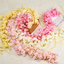 Dtopbuyage - vigne de fleurs de cerisier artificielles rouges - 2 pièces