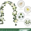 DTOPBUYAGE - Vigne de fleurs artificielles de pivoine et de feuilles d'eucalyptus pour mariage blanc 2pcs dtopbuyage