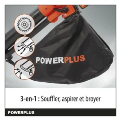 DUAL POWER - Aspirateur souffleur broyeur a batterie 40v powdpg75270 - moteur brushless - livré sans batterie ni chargeur