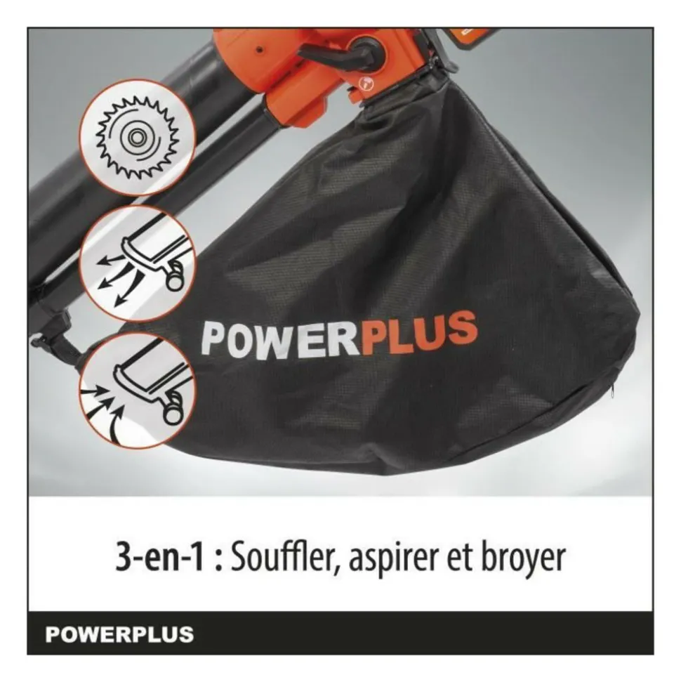 DUAL POWER - Aspirateur souffleur broyeur a batterie 40v powdpg75270 - moteur brushless - livré sans batterie ni chargeur