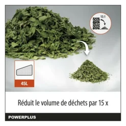 DUAL POWER - Aspirateur souffleur broyeur a batterie 40v powdpg75270 - moteur brushless - livré sans batterie ni chargeur