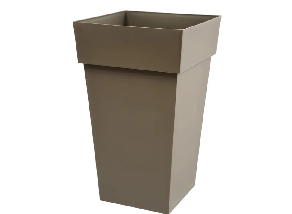 EDA - Pot de fleur carré toscane 39 x h.65 cm - taupe
