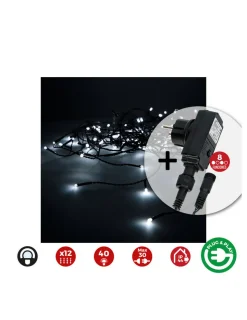 EDM - Rideau icicle avec programmeur easy-connect 2x0,5m 12 bandes 40 leds blanc froid edm