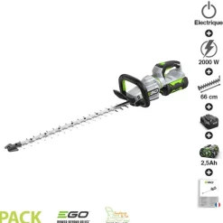 EGO POWER+ - Pack sculpte-haies batterie 2,5ah et chargeur inclus lame double 66 cm egopower ht2600e