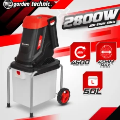 ELEM GARDEN TECHNIC - Broyeur de végétaux électrique 2800w avec bac récupérateur 50l - elem garden