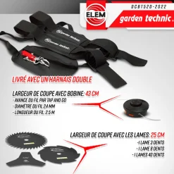 ELEM GARDEN TECHNIC - Débroussailleuse thermique 52cc - bobine + 3 lames - elem garden