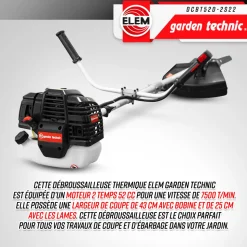 ELEM GARDEN TECHNIC - Débroussailleuse thermique 52cc - bobine + 3 lames - elem garden