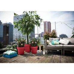 ELHO - Pot Loft rond à roulettes, coloris rouge théâtre - D.38,5xH.35,3cm