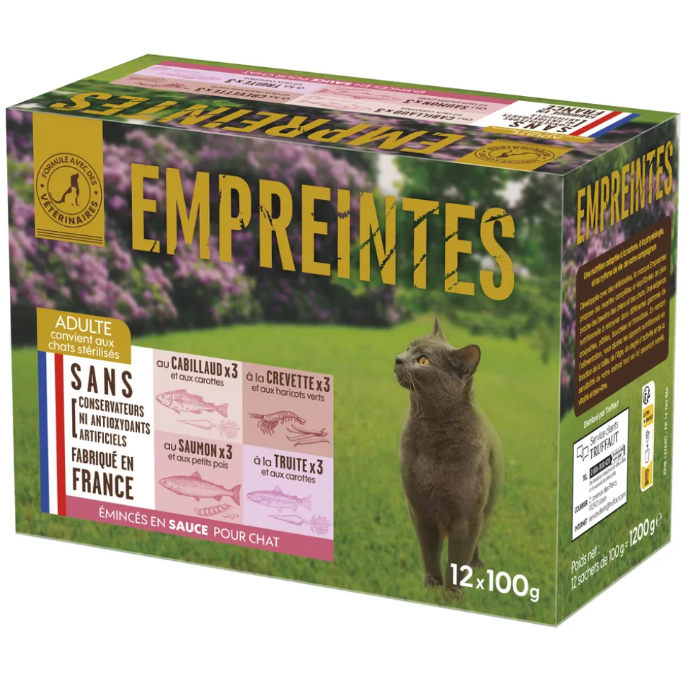 EMPREINTES - Emincés en sauce (cabillaud, crevette, saumon, truite) - Chat 12x100g