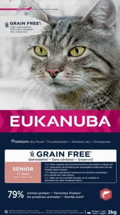 EUKANUBA - Eukanuba - croquettes sans céréales au saumon pour chat senior 2kg