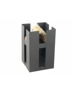 FARM COOK - Cheminée de jardin carré be 50x50 cm acier avec rangement bois-acier noir sablé---acier noir sablé